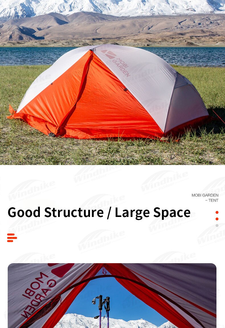 Cheap Goat Tents MOBI GARDEN RY Series Camping Tent 1 2 Persons 1.3kg Lightweight Tent PU4000MM Portable Tent Snow Skirt Gift Floor Mat Outdoor   